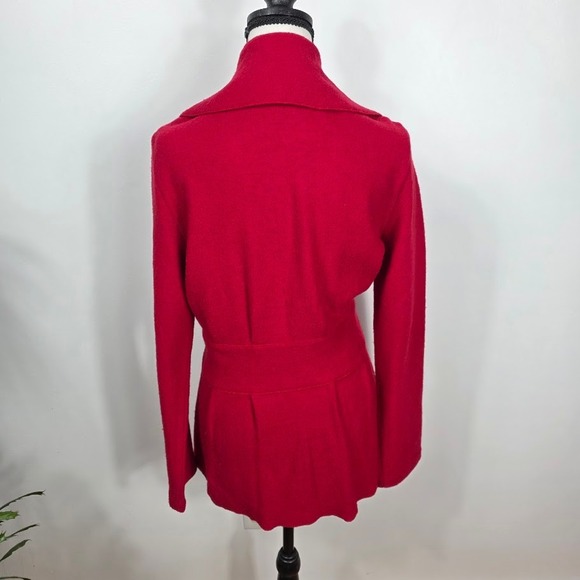 Luii Anthropologie Red Belted Shawl Collar Cardigan Jacket Women's Size L - Picture 2 of 5